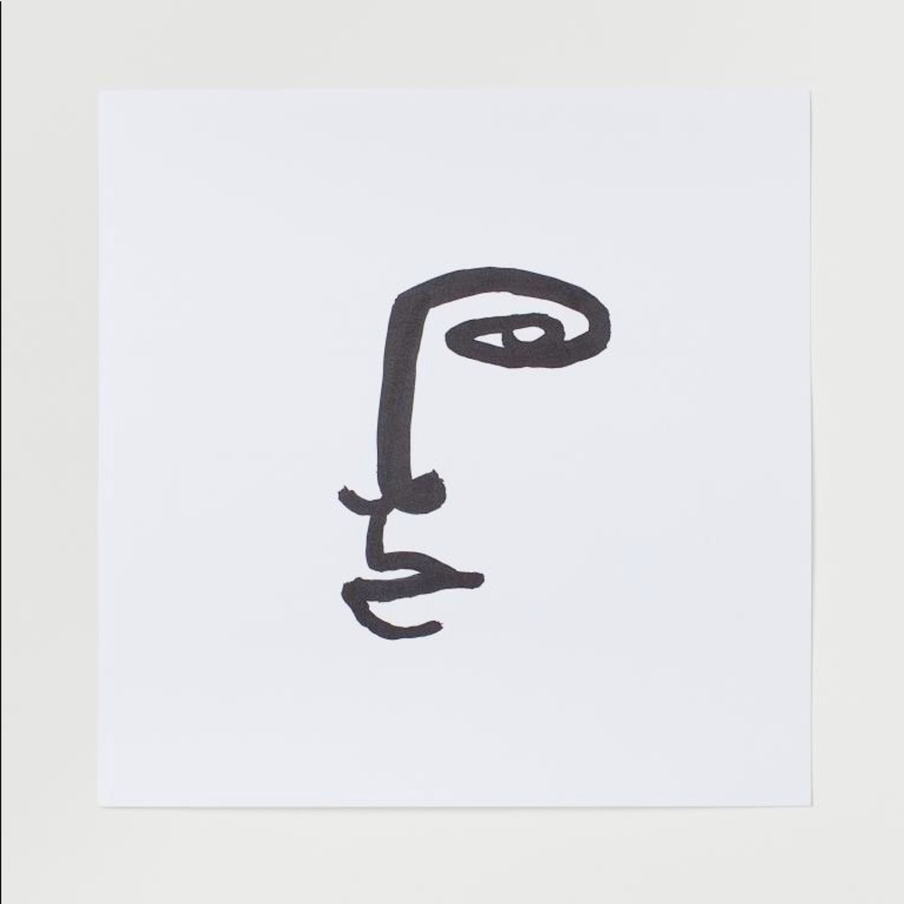 🍁 H&M Black and White Face Line Art Thin Canvas 🍁